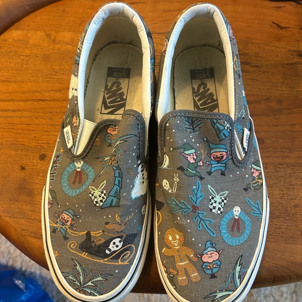 Vans Gray Naughty Elf Slip Ons